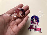 Die Cut Sticker and Pinback Button Combo - Madoka and Guine - JennGuine