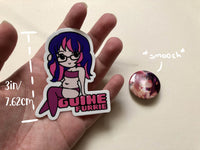 Die Cut Sticker and Pinback Button Combo - Madoka and Guine - JennGuine