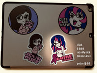 Die Cut Sticker and Pinback Button Combo - Madoka and Guine - JennGuine