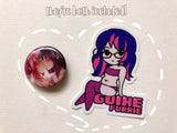 Die Cut Sticker and Pinback Button Combo - Madoka and Guine - JennGuine