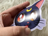 3in Die Cut Cat Stickers - Sailor Moon Luna or Nichijou Sakamoto - JennGuine