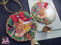 Wooden Christmas Ornament - Pikachu Eevee Pokemon (read description) - JennGuine