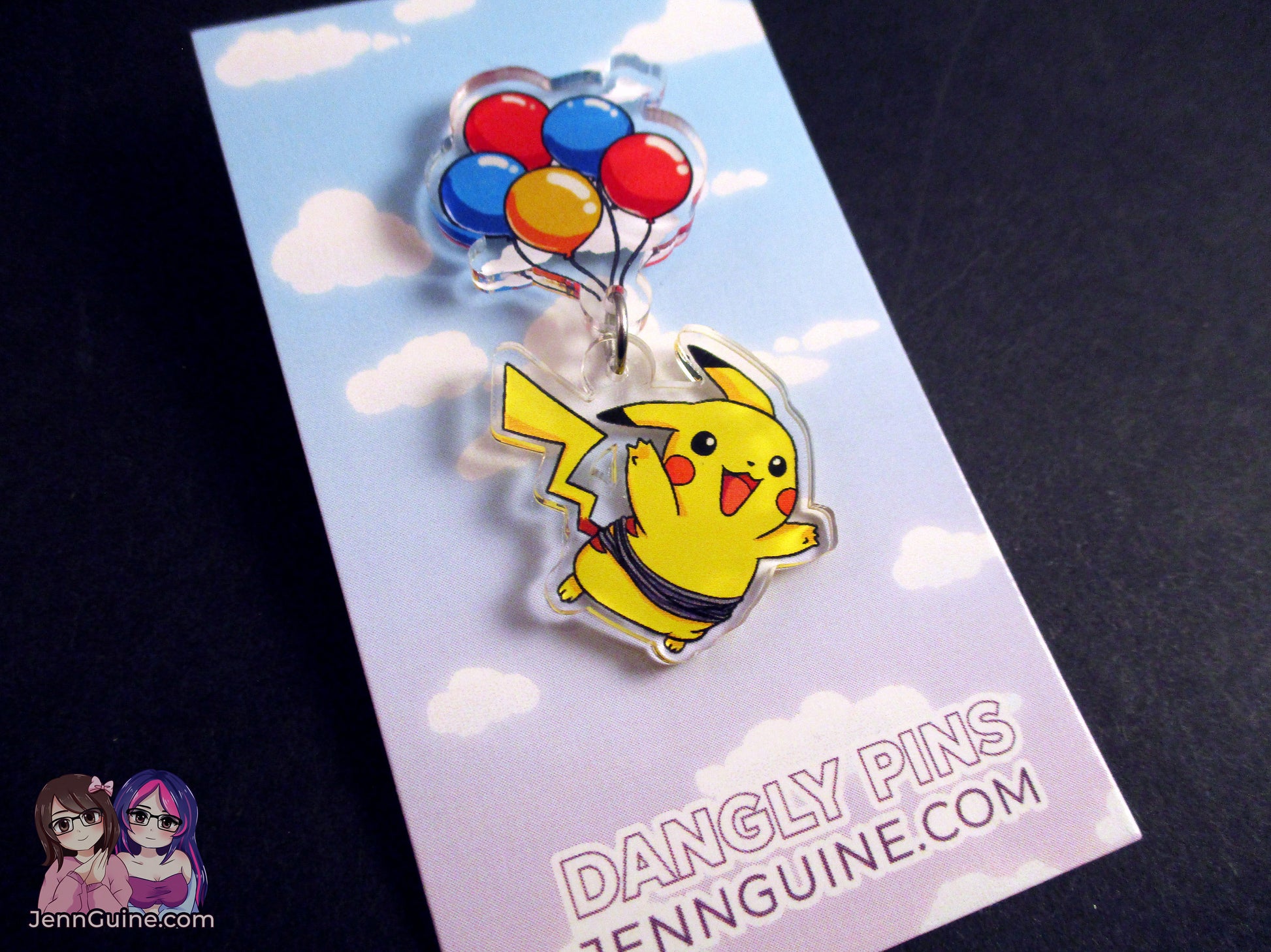 Acrylic Dangle Charm Pin - Balloon Pikachu Fly (SEE DESCRIPTION)