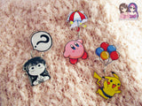 Acrylic Dangle Charm Pin - Kirby Umbrella Parasol - JennGuine
