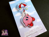 Acrylic Dangle Charm Pin - Kirby Umbrella Parasol - JennGuine