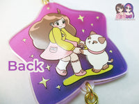 Bee and Puppycat Dancing Double Sided 2.5in Acrylic Star Keychain