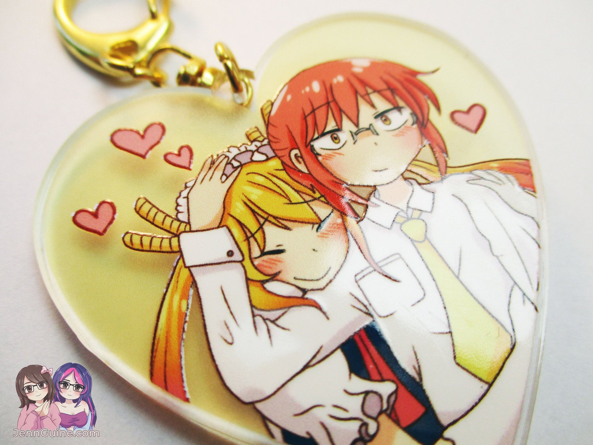 LOW STOCK Miss Kobayashi x Tohru Dragon Maid Headpat Double Sided 2.5in Acrylic Heart Keychain