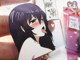 Sexy Lewd Hentai Doujin Panel Double Sided 2.5in Acrylic Square Keychain with Metal Heart Charm