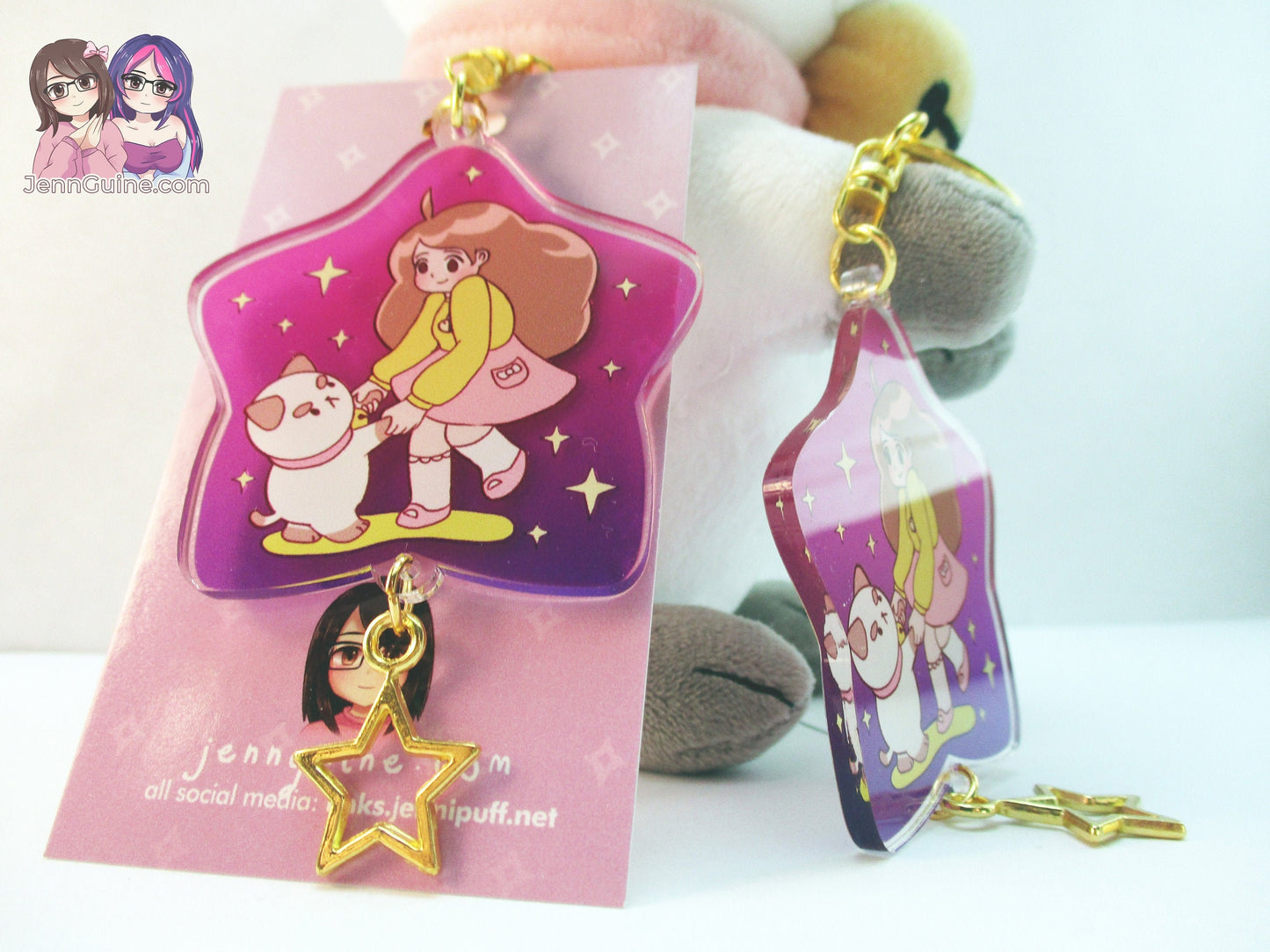 Bee and Puppycat Dancing Double Sided 2.5in Acrylic Star Keychain