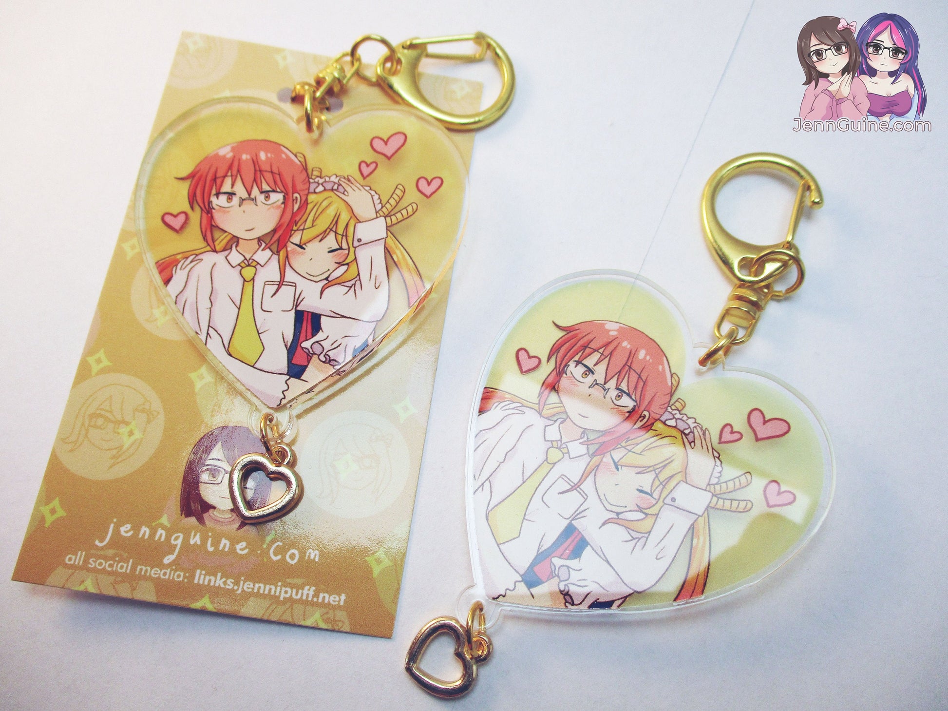 LOW STOCK Miss Kobayashi x Tohru Dragon Maid Headpat Double Sided 2.5in Acrylic Heart Keychain