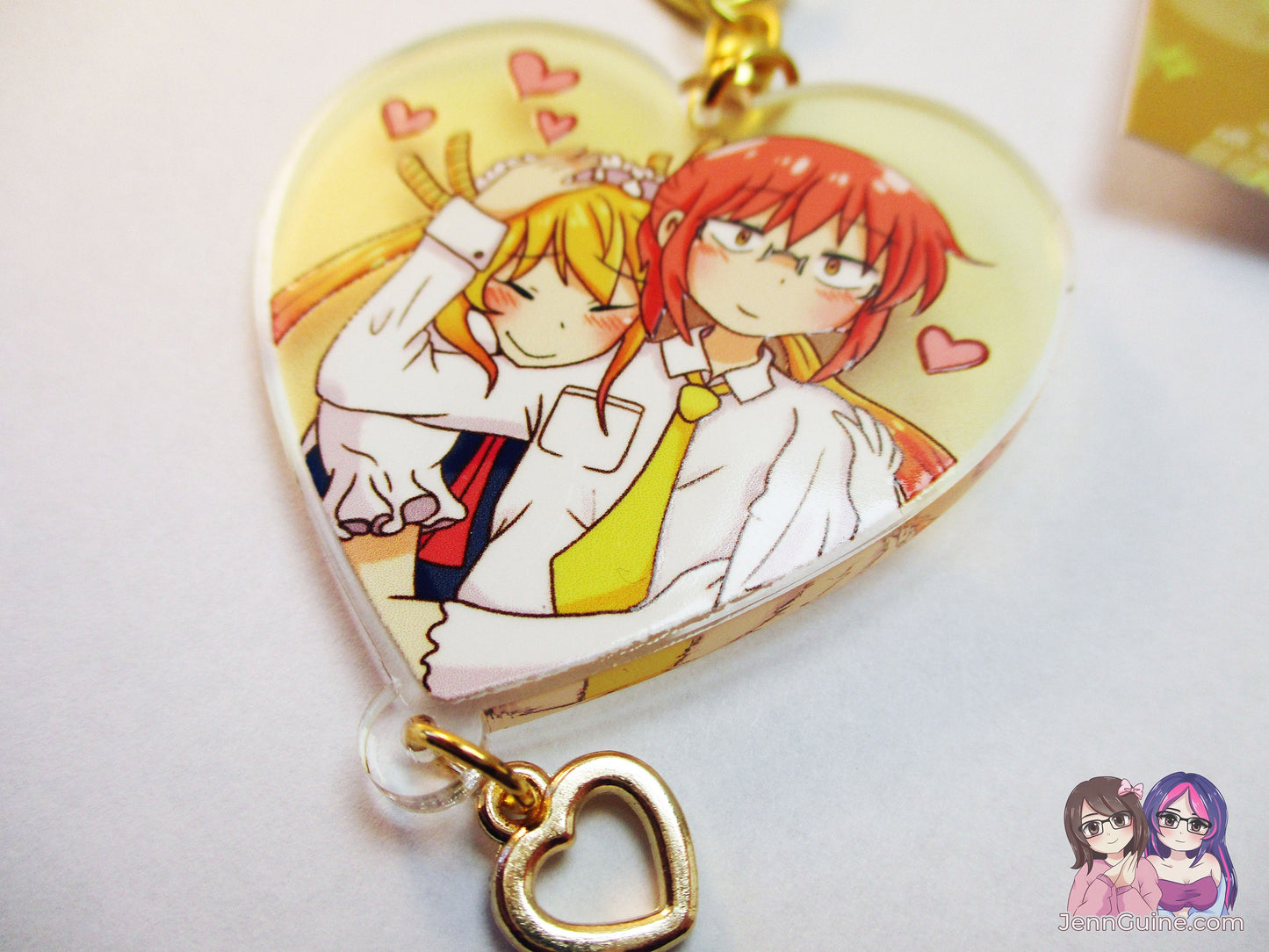 LOW STOCK Miss Kobayashi x Tohru Dragon Maid Headpat Double Sided 2.5in Acrylic Heart Keychain