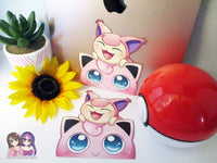 Jigglypuff Skitty Pink Pokemon 3in Peeker Peeking Sticker Die-Cut Decal