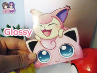 Jigglypuff Skitty Pink Pokemon 3in Peeker Peeking Sticker Die-Cut Decal