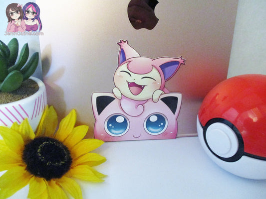 Jigglypuff Skitty Pink Pokemon 3in Peeker Peeking Sticker Die-Cut Decal