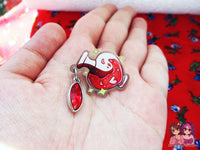 Love Potion Eco Stainless Steel Metal Pin with Red Crystal - Not Enamel Pin - Valentines Day - Limited Quantity - Please read description