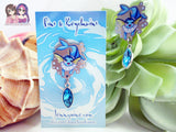 Vaporeon Eco Stainless Steel Metal Pin with Blue Crystal - Not Enamel Pin - Limited Quantity - Please read description