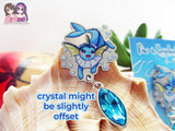 Vaporeon Eco Stainless Steel Metal Pin with Blue Crystal - Not Enamel Pin - Limited Quantity - Please read description