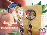 Tohru and Miss Kobayashi Eco Stainless Steel Metal Pin with Brown Crystal - Not Enamel Pin - Limited Qty - Please read description