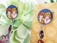 Tohru and Miss Kobayashi Eco Stainless Steel Metal Pin with Brown Crystal - Not Enamel Pin - Limited Qty - Please read description