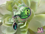 Poison Potion Eco Stainless Steel Metal Pin with Green Crystal Not Enamel Pin - Halloween Spooky Limited Quantity - Please read description