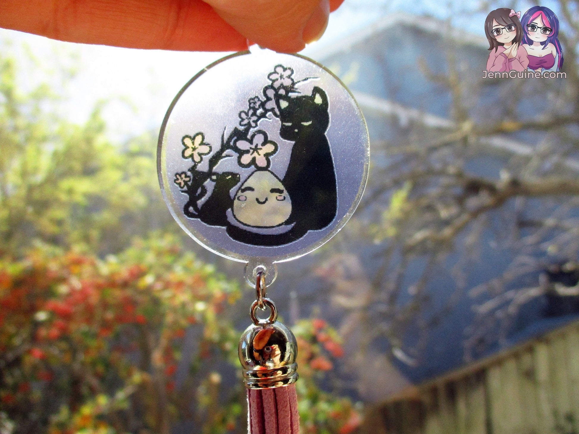 Fruits Basket Kyo Yuki Tohru Cat Rat Riceball Transparent SunCatcher 1.5in Acrylic Star Keychain w/ Faux Suede Lilac Tassel [No Restocks]