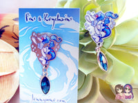 Primarina Water PKMN Eco Stainless Steel Metal Pin with Blue Crystal - Not Enamel Pin - Limited Qty - Please read description