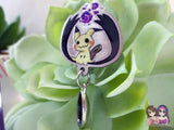 Mimikyu Ghost PKMN Spooky Halloween Eco Stainless Steel Metal Pin with Blue Crystal - Not Enamel Pin - Limited Qty - Please read description