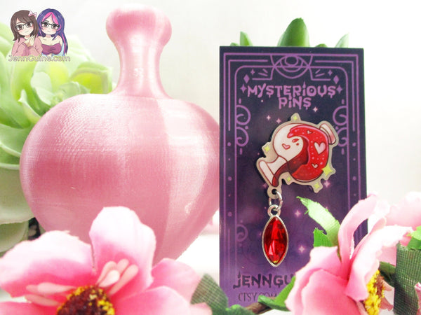 Love Potion Eco Stainless Steel Metal Pin with Red Crystal - Not Enamel Pin - Valentines Day - Limited Quantity - Please read description