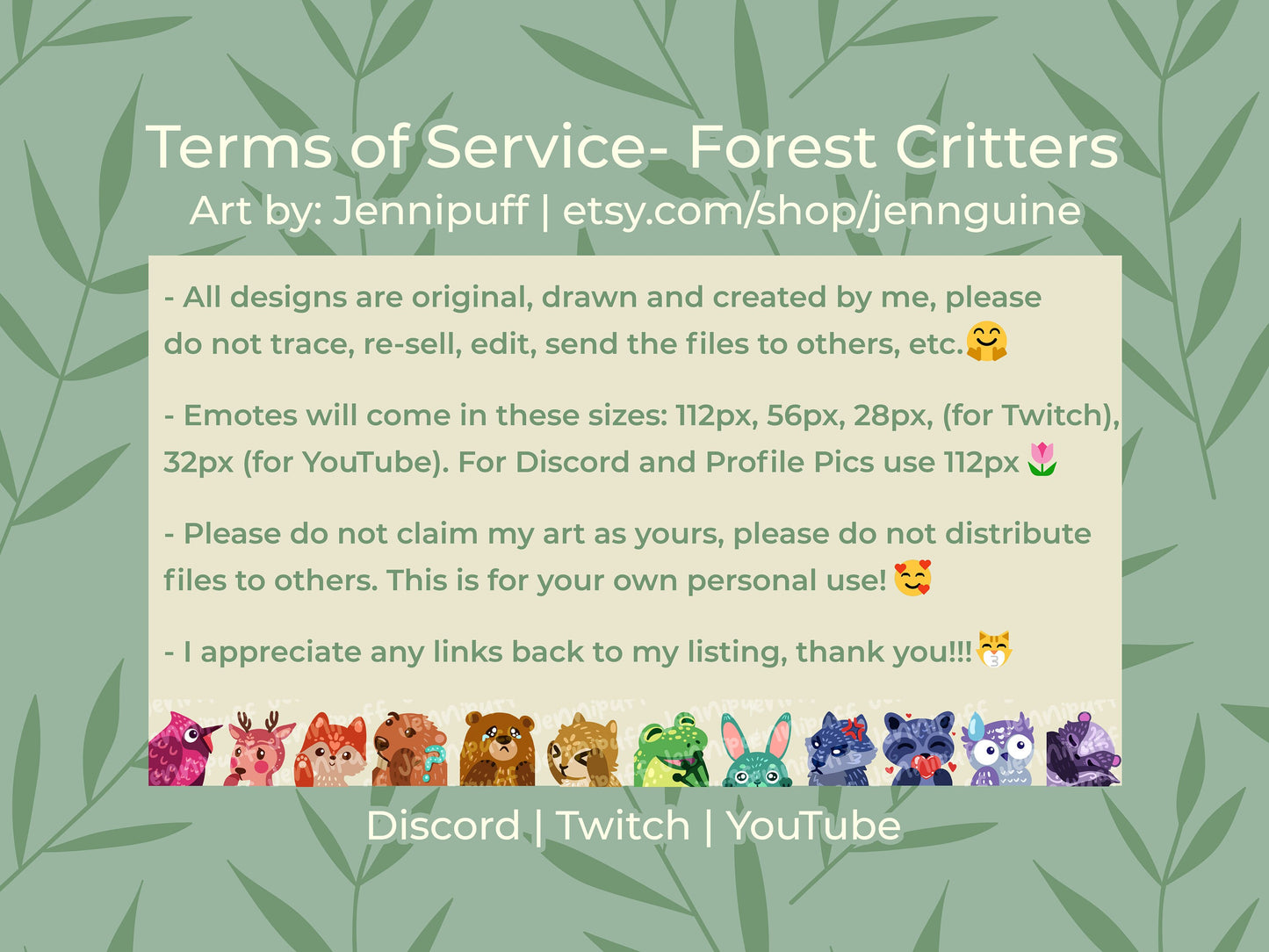 Unique Cool Art Style Emotes ~ Cute Kawaii Forest Animals, Pack of 12, Cottagecore Woodland Critters Emotes for Twitch, Discord, YouTube