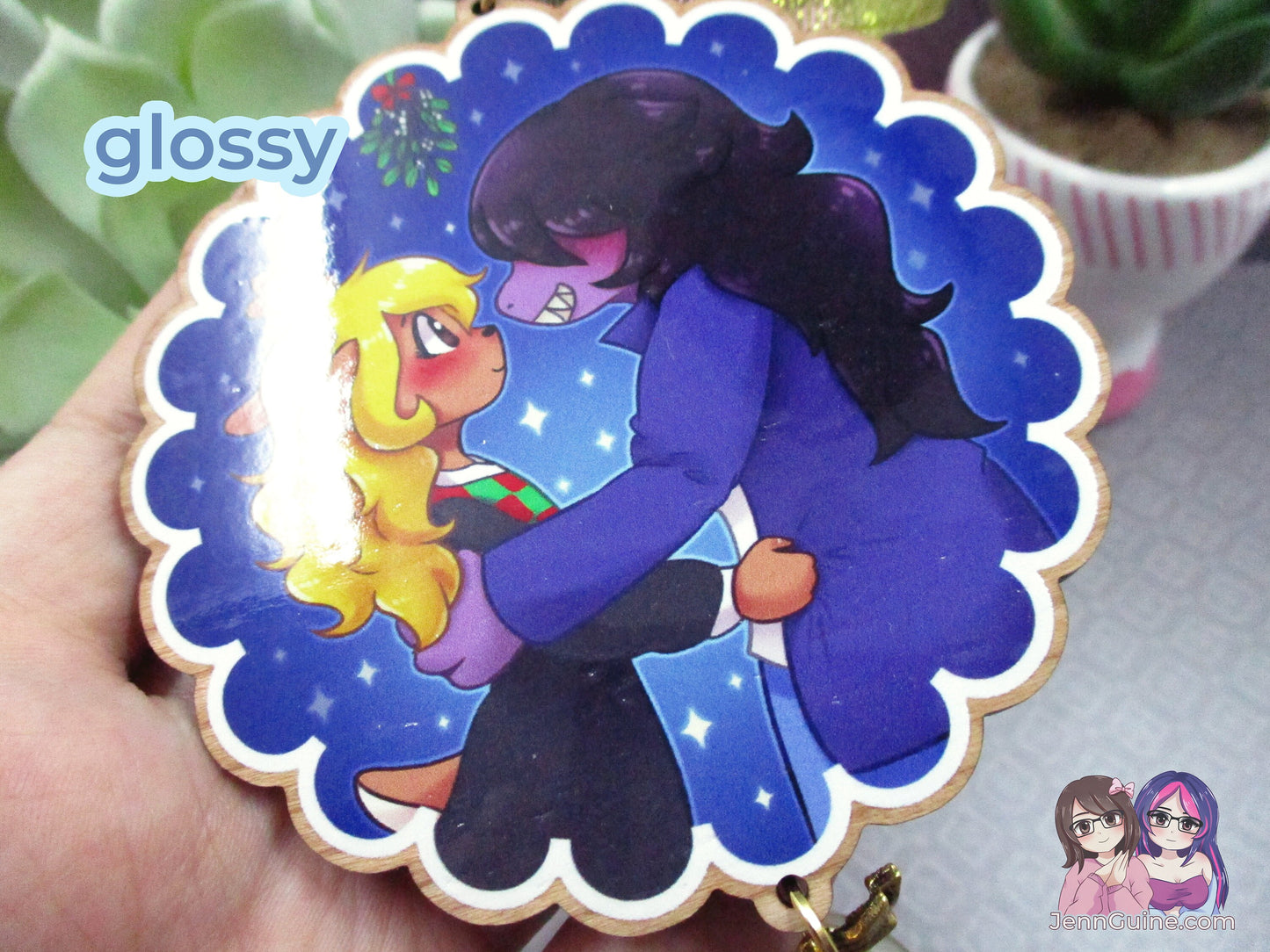 Deltarune Susie x Noelle  Wooden Christmas Ornament (read description) | Comes with a 4x6in Print of the Artwork | No planned restocks