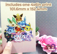 Eeveelutions Wooden Christmas Ornament (read description) | Comes with a 4x6in Print of the Artwork | No planned restocks