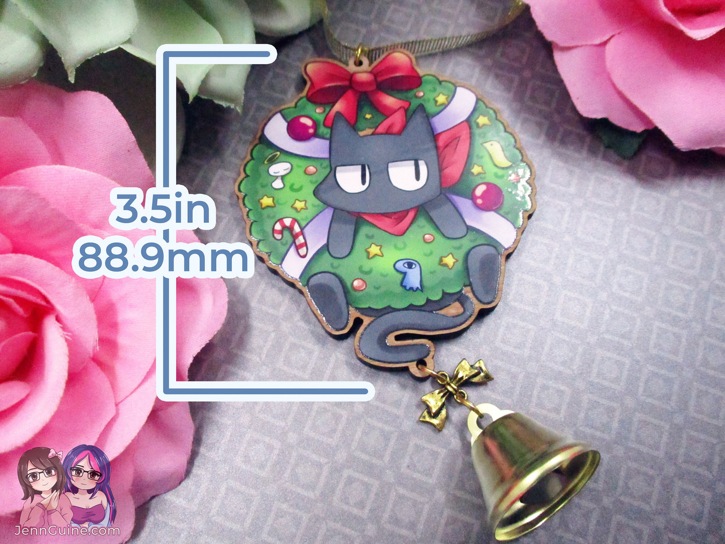 Sakamoto Cat Nichijou Wooden Christmas Ornament (read description) | Comes with a 4x6in Print of the Artwork | No planned restocks