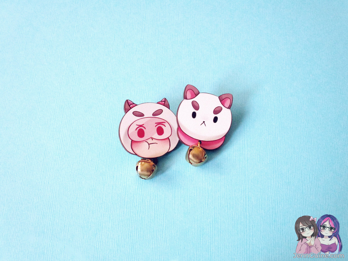Bee and Puppycat Pilot Episode Wooden Pin with Gold Bell - Dangle pin, Wood pin, Eco Friendly Pin, Kawaii, Christmas - Unsure about restocks