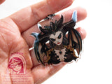 Blessed Mother Lilith Double Sided 2in Acrylic Keychain with Black Plastic Finding, Diabl0 4 D4 Succubus Villain Daughter of Hatred