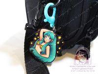 Lum Invader Double Sided 2in Acrylic Keychain with Teal Plastic Finding, Anime Manga Retro Urusei Yatsura Kawaii Cute AnimeGirl 80s