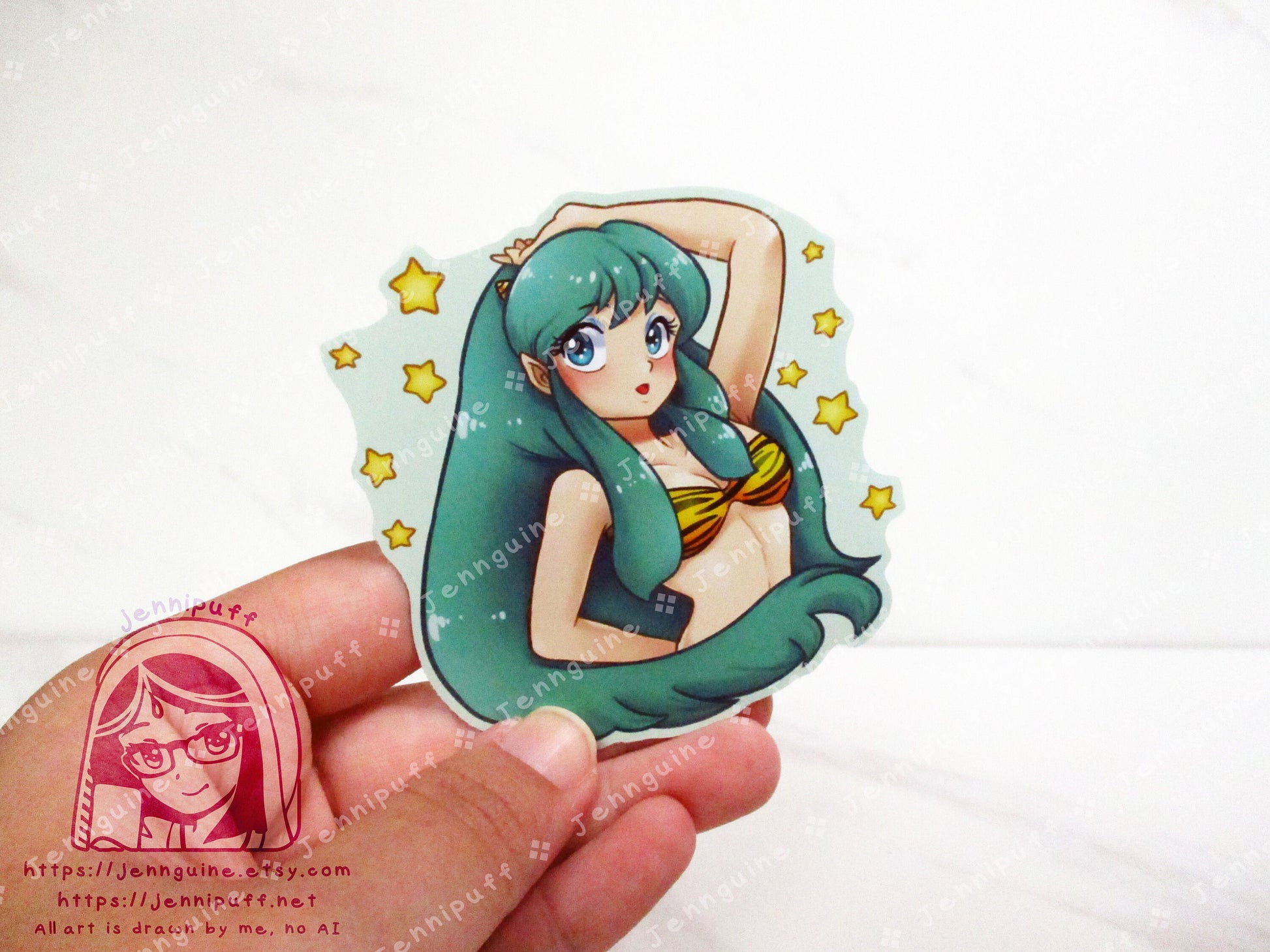 Lum Invader Teal 3in Die-Cut Vinyl Sticker AnimeGirl Anime Manga Retro Urusei Yatsura Kawaii Cute AnimeGirl 80s 3x3in