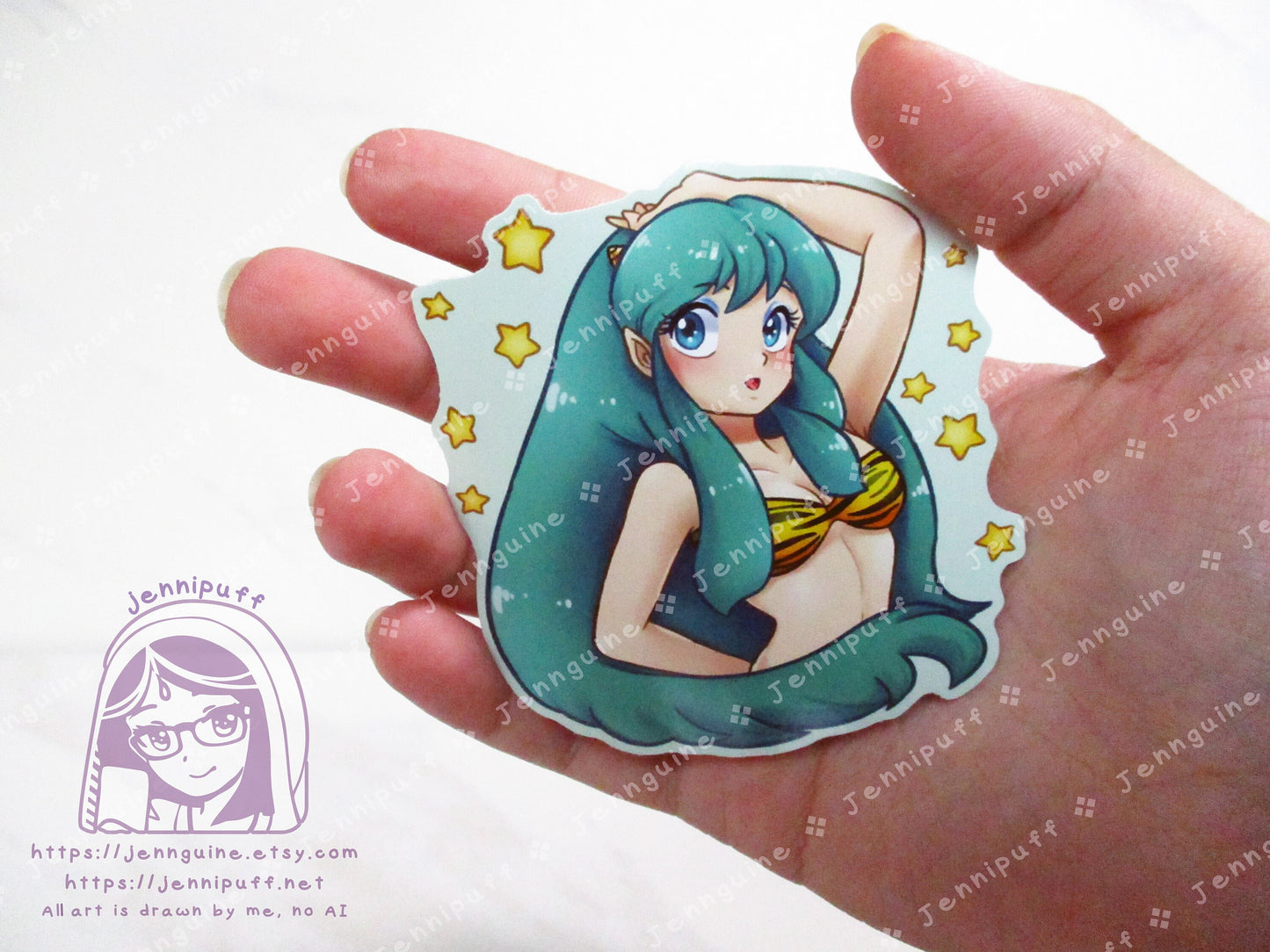 Lum Invader Teal 3in Die-Cut Vinyl Sticker AnimeGirl Anime Manga Retro Urusei Yatsura Kawaii Cute AnimeGirl 80s 3x3in