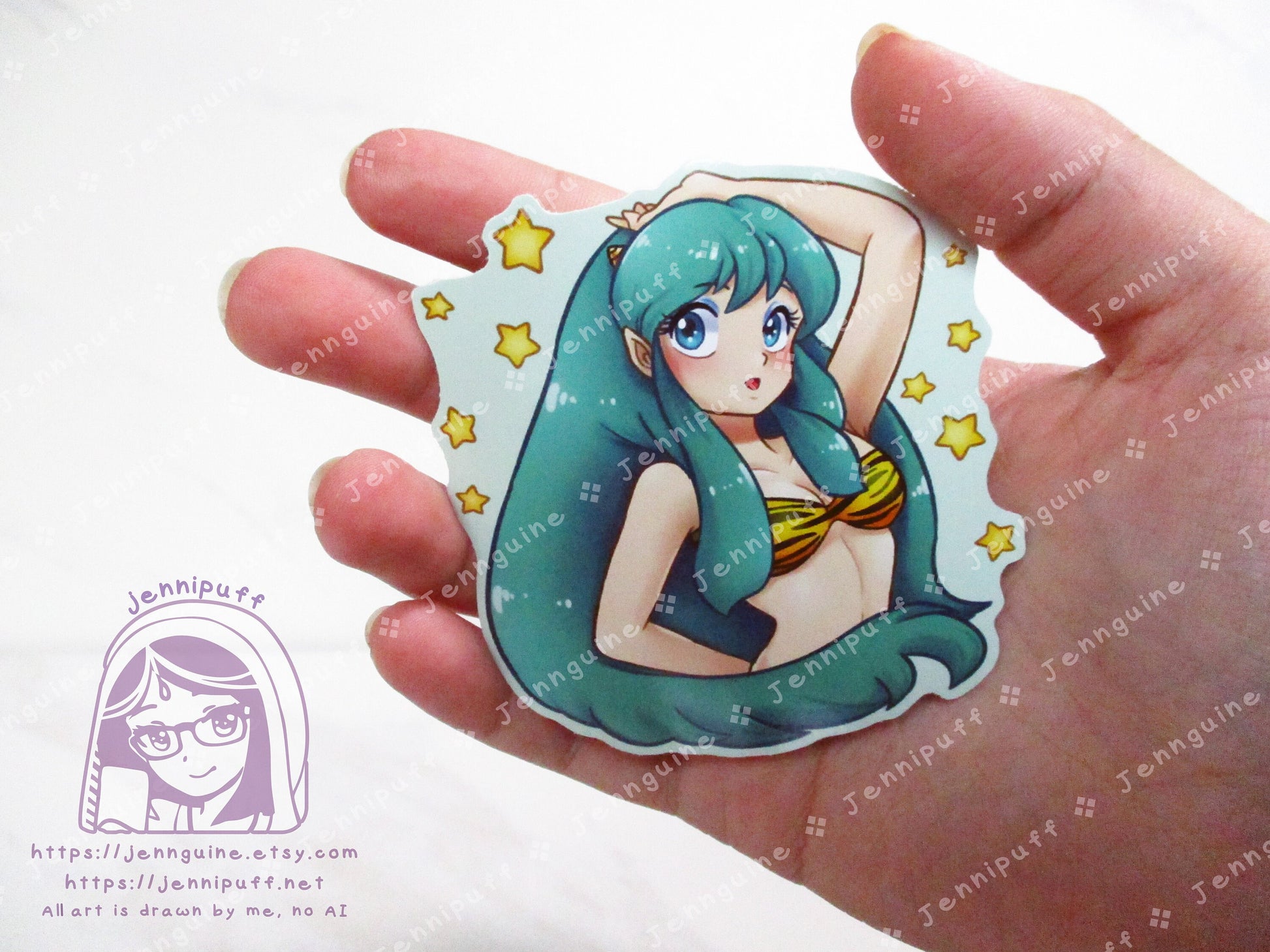 Lum Invader Teal 3in Die-Cut Vinyl Sticker AnimeGirl Anime Manga Retro Urusei Yatsura Kawaii Cute AnimeGirl 80s 3x3in