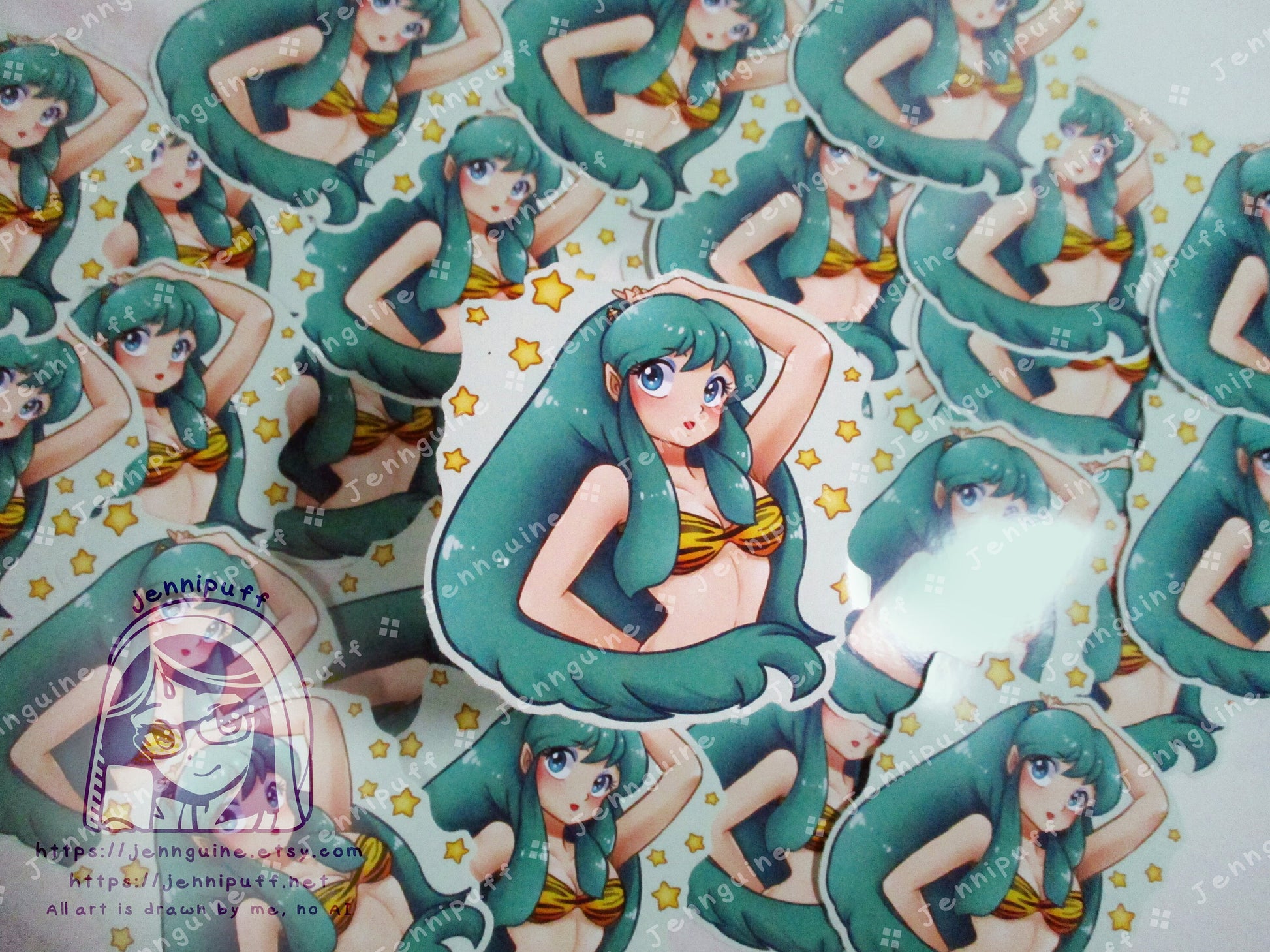 Lum Invader Teal 3in Die-Cut Vinyl Sticker AnimeGirl Anime Manga Retro Urusei Yatsura Kawaii Cute AnimeGirl 80s 3x3in