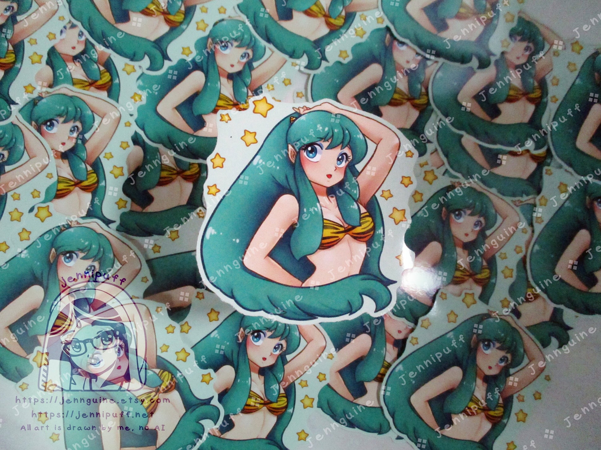 Lum Invader Teal 3in Die-Cut Vinyl Sticker AnimeGirl Anime Manga Retro Urusei Yatsura Kawaii Cute AnimeGirl 80s 3x3in