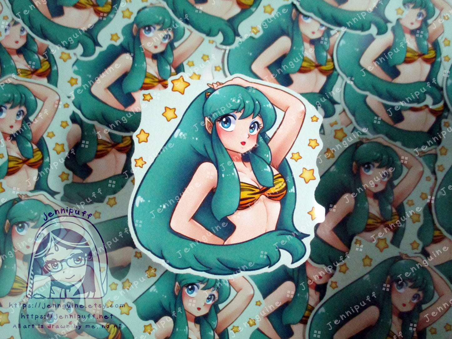 Lum Invader Teal 3in Die-Cut Vinyl Sticker AnimeGirl Anime Manga Retro Urusei Yatsura Kawaii Cute AnimeGirl 80s 3x3in