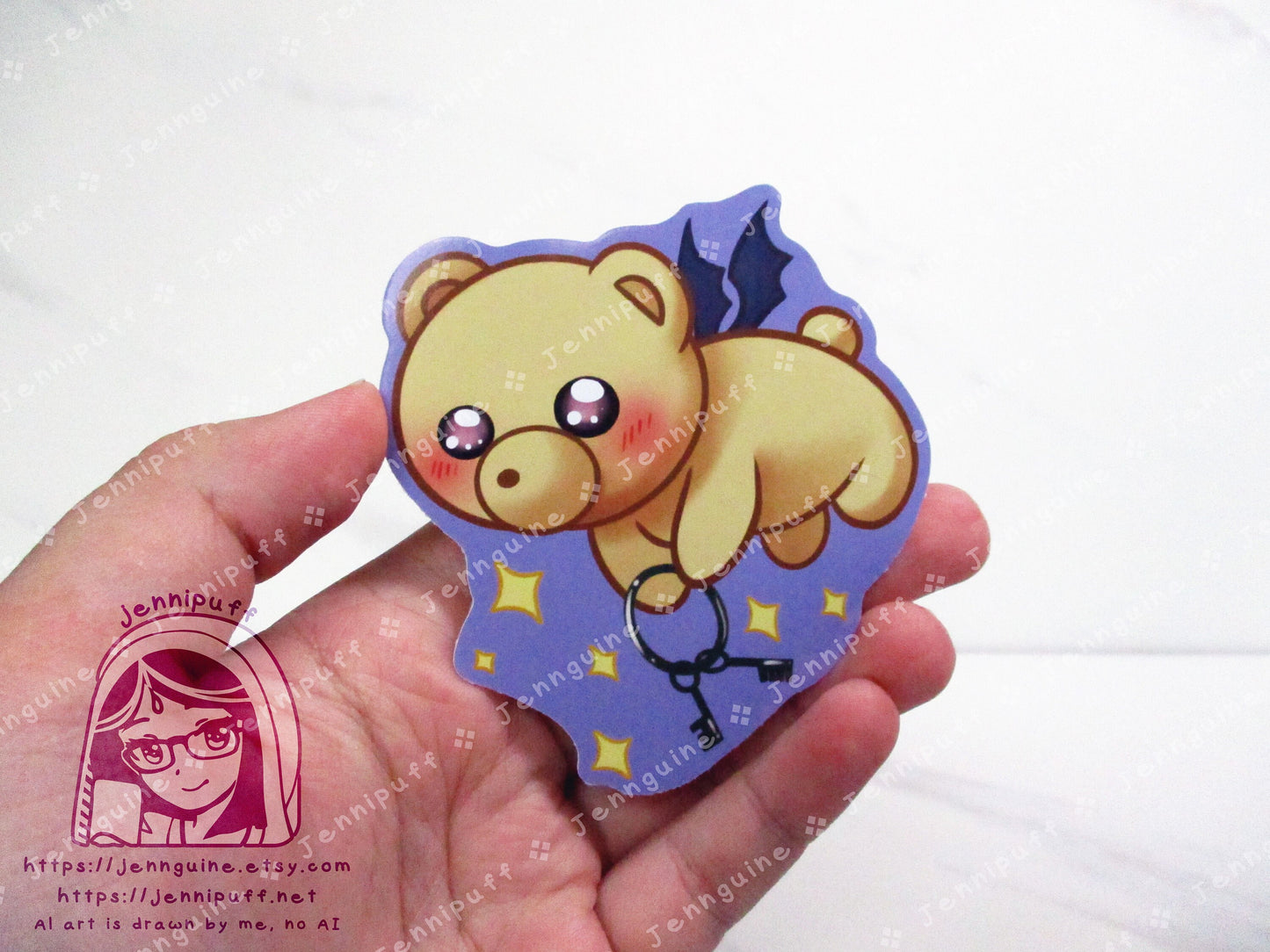 Teddy Demon Lavender 3in Die-Cut Vinyl Sticker Kawaii Cute Anime Manga Retro Sleepy Princess in the Demon Castle Cutie Plush Demon 3x3in