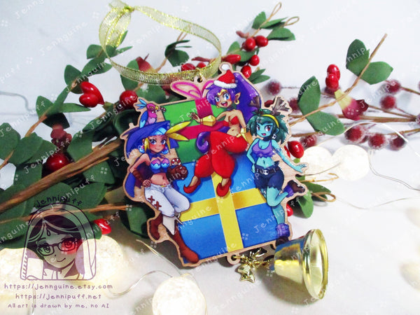 Shantae Wooden Christmas Ornament | Comes with 4x6in Print | Shantae, Sky, Rottytops Holiday Ornament Decoration Gift