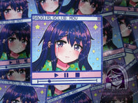 Sad Girls Club Vaporwave 3in Die-Cut Vinyl Sticker Cute Kawaii Retrowave Y2K Style Decal 3x3in Original Character Blue Purple Aesthetic