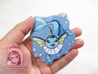 Vaporeon Blue 3in Die-Cut Vinyl Sticker PKMN Water Type Eeveelution Swimming Underwater Kawaii Cute Pokemone Pokeman Gift Present 3x3in